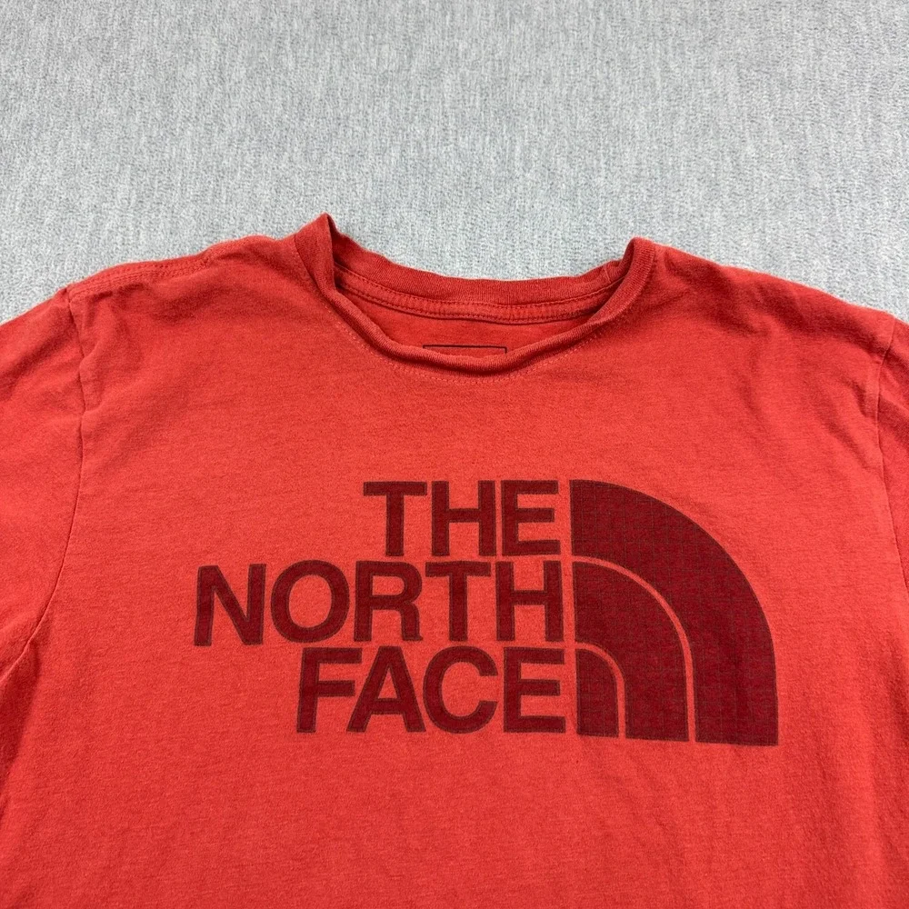 The North Face T Shirt Mens Small Orange Graphic Logo Half Dome Short Sleeve Tee